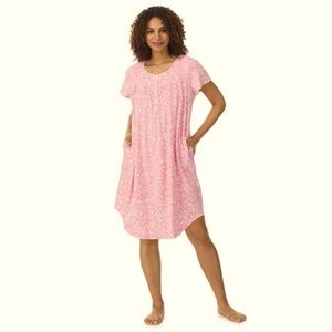 Aria 100% Cotton Short Sleeve Scoop Neck Nightgown Pockets Women's size X Large